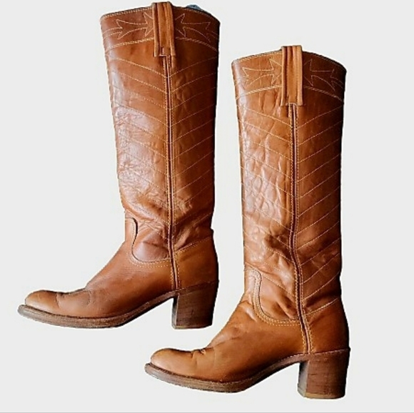 Frye Shoes - Frye Brown Knee High Leather Heeled Boots 7B